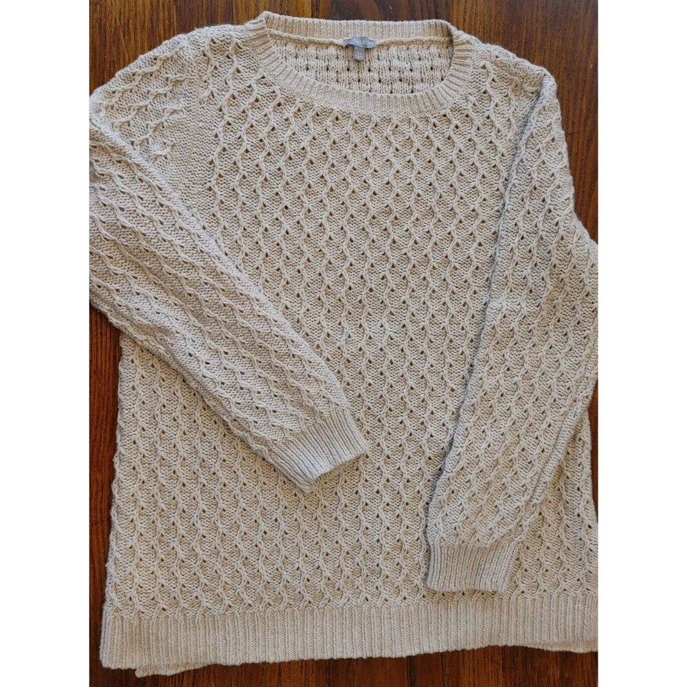 Lagenlook Vine & Leaf Pattern TALBOTS Pullover Crew Sweater WOOLBLEND XLP